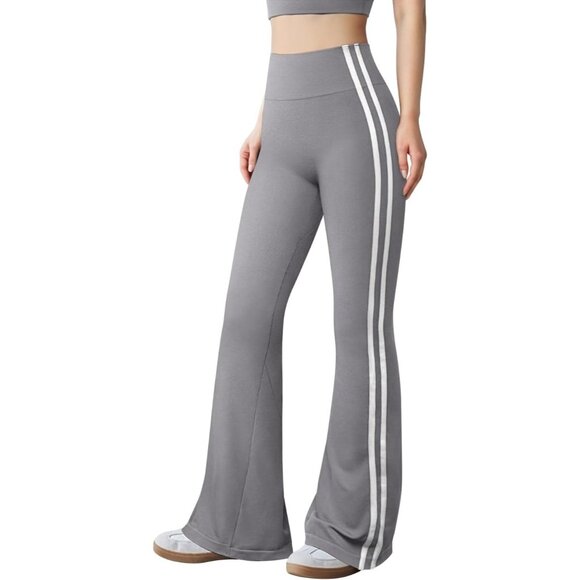 High Waist Yoga Pants for Women Soft Stretch Stripes Casual Flared Bottom Trouse - Picture 1 of 6